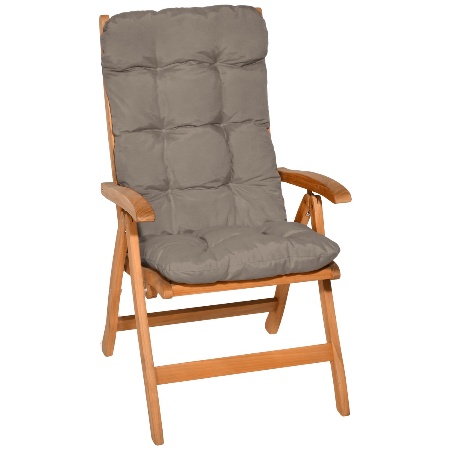 Beautissu Set de 4 Cojines sillas Jardin Flair HL - Cojín para sillas de terraza o Cojines Exterior con Respaldo Alto - 120x50x8 cm - Relleno de Copos de gomaespuma - Azul Paloma