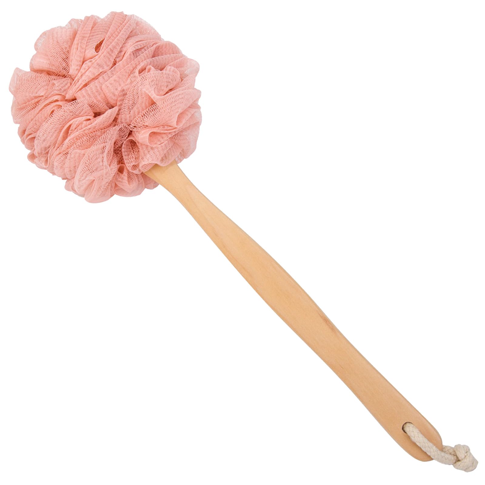Arswin Loofah Back Scrubber for Shower, Wooden Long Handle Bath Sponge Lufa Shower Brush, Soft Nylon Mesh Back Cleaner Washer, Women & Men Exfoliating