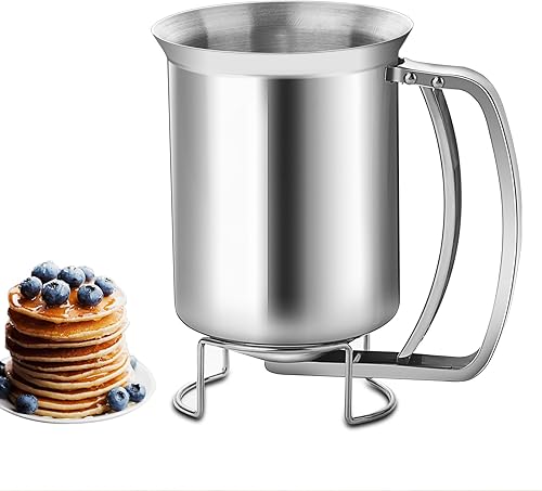 choxila Dispensador de masa de panqueques de acero inoxidable, perfecto para panqueques, cupcakes, magdalenas y gofres (27.1 fl oz) choxila Dispensador de masa de panqueques de acero inoxidable, perfecto para panqueques, cupcakes, magdalenas y gofres (27.1 fl oz)
