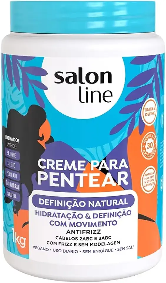 Salon Line, Creme de Pentear, Definição Natural, Vegano - Para Cabelos Ondulados e Cacheados, 1kg