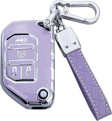 Funda para llavero compatible con Wrangler JL JLU Gladiator JT Rubicon Sahara JLU 2018-2023 Accesorios