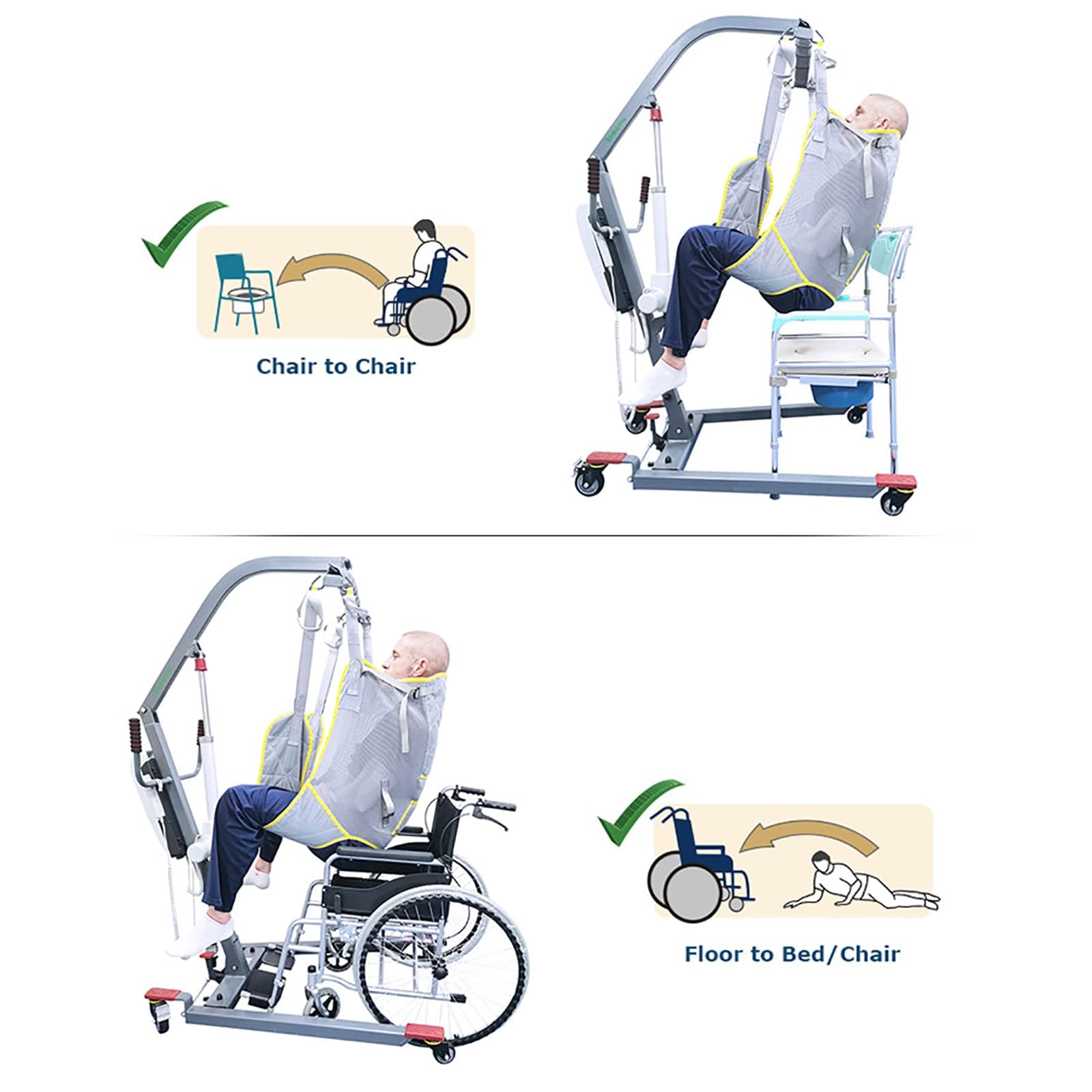 Eslinga de elevación para Pacientes con Transferencia Pesada, grúa de elevación para Ancianos, Eslinga de Ducha con piernas separadas para Pacientes para Levantar Eslinga de Transferencia Pesada