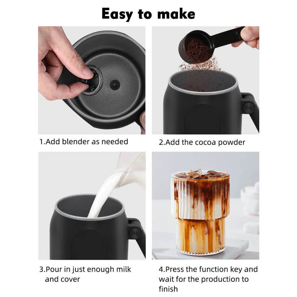 Kavolet Montalatte Elettrico, 4 in 1 Macchina per Cappuccino con 450ML, 500W Montalatte in Acciaio Inox, Schiuma di Latte Calda e Fredda per Caffè, Cioccolata, Cappuccino