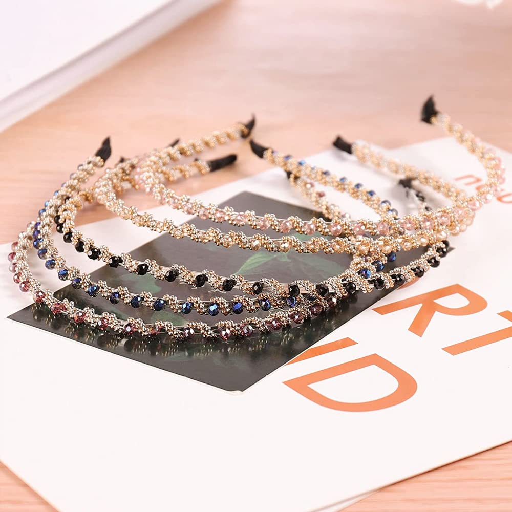 Oenothera 5 Pieces Fashion Crystal Hair band, Imitation Diamond Headband, Non-Slip Hard Hair Hoop for Dancing Parties - Image 4