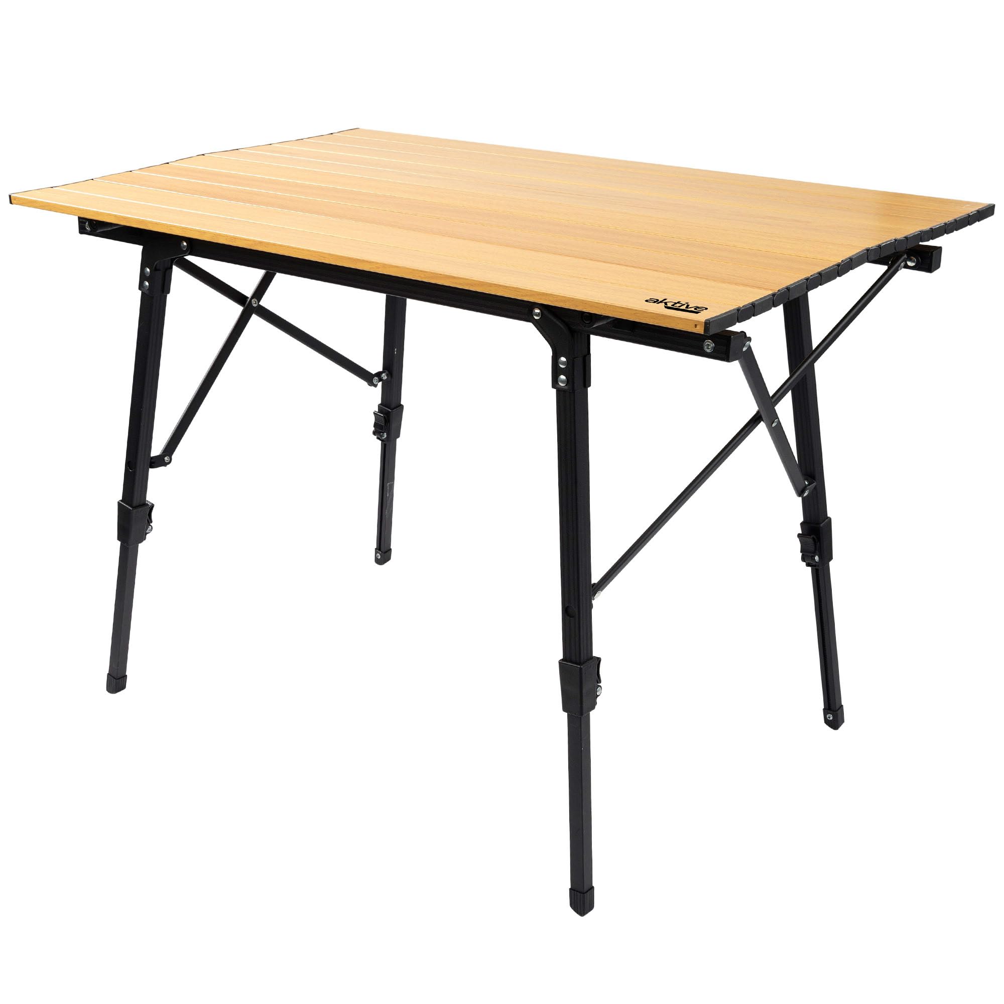 AKTIVE 63024 - Mesa Regulable en Altura para Camping Estilo Glamping, mesas Plegables Acampada portátiles, Medidas 90 x 57 x 46/40 cm, de Aluminio