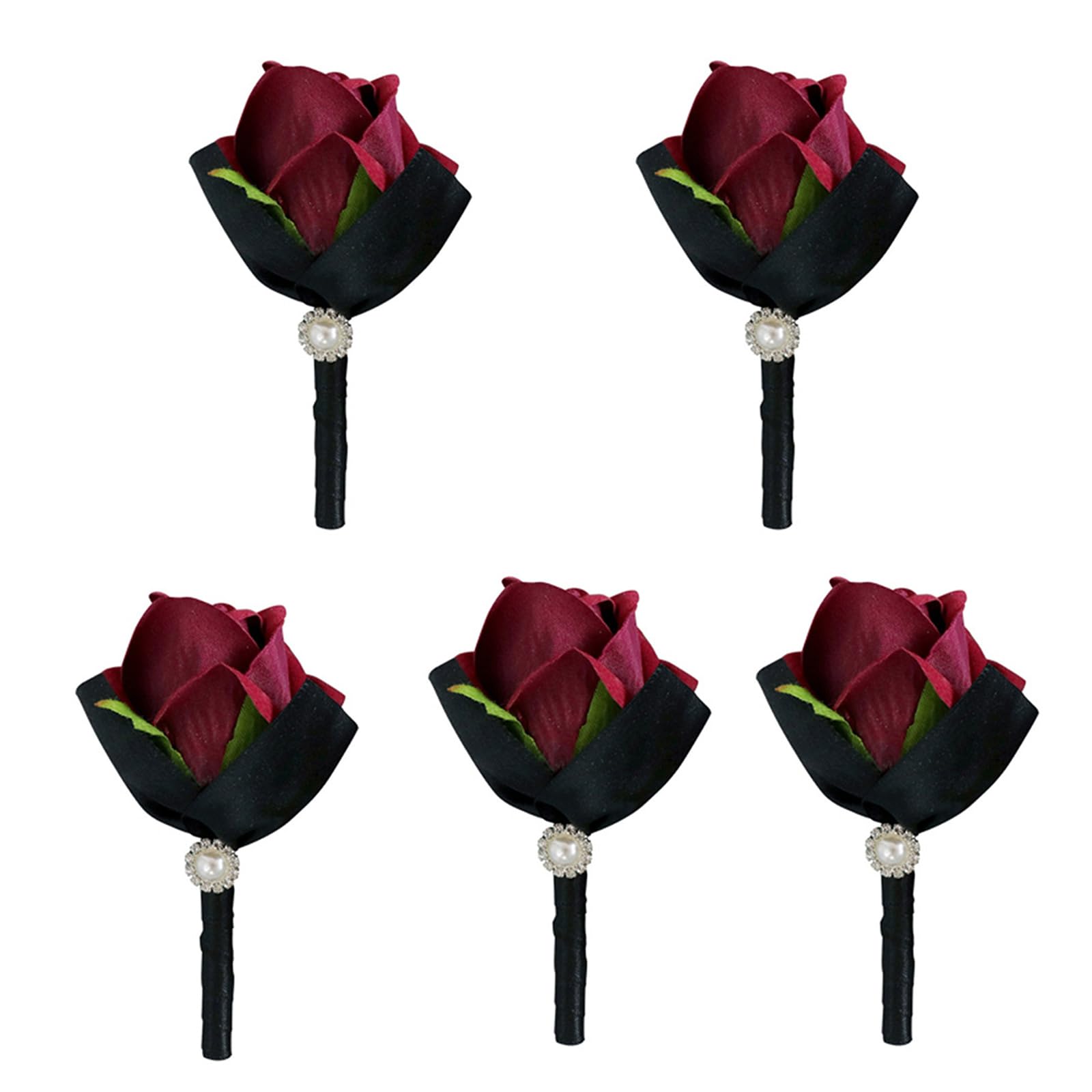 Hsioluted 5Pcs Rose Wrist Corsages for Wedding Ceremony Anniversary Proms Party, Rose Boutonniere for Bride and Proms Suits Flower Corsages