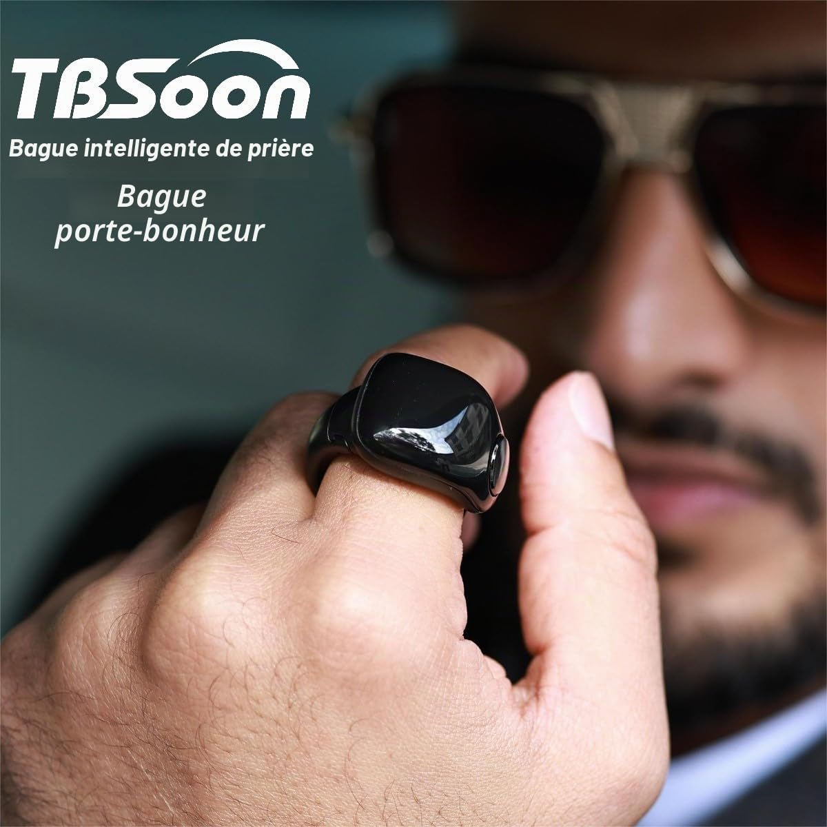 Bague connectée Tasbih Tendance, Compteur de Chapelet, Guide indicateur de Direction de prière, Pardon, Chapelet électronique, Cadeau pour l'Aïd el-Fitr, l'Aïd el-Adha et Le Ramadan, Réglable