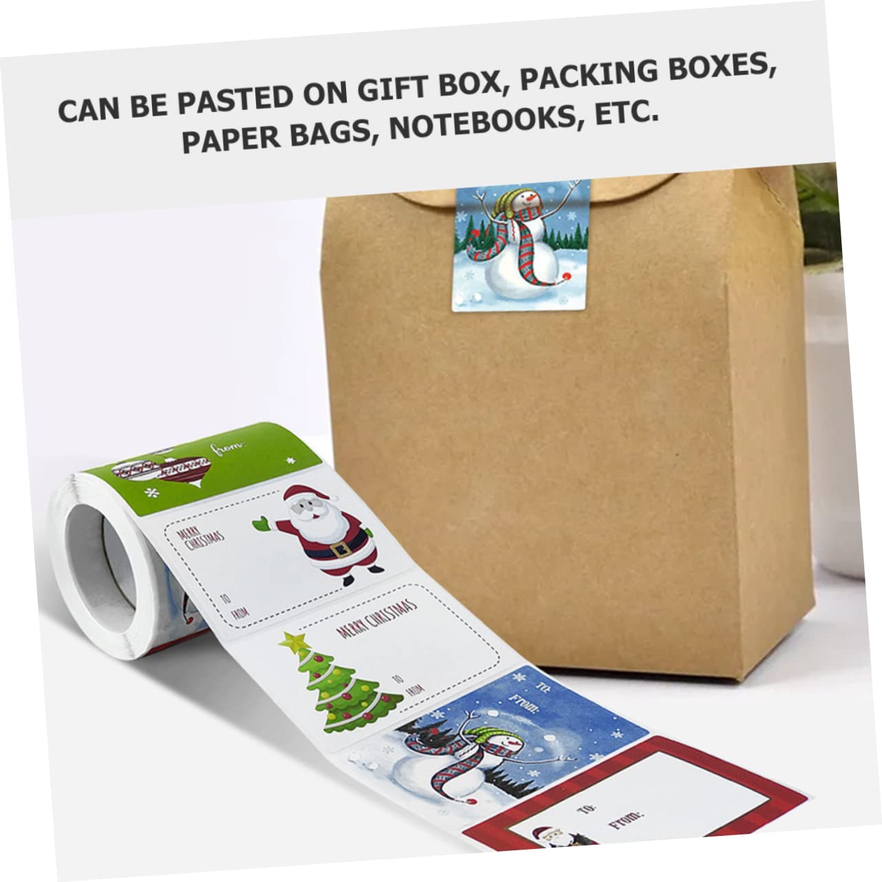 VILLCASE 10rollos Etiquetas De Navidad De Pegatinas Divertidas Para Embalaje De De Fiesta y Tarjetas Diseño Caricaturesco