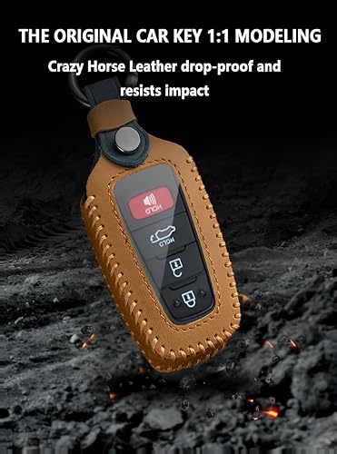 Miniatura 4 de Funda de cuero para llave de automóvil Toyota compatible con Highlander Camry RAV4 Avalon CHR Corolla Prius GT86 2018-2024 (marrón)