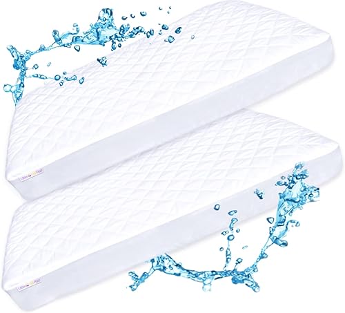Paquete de 2 fundas de colchón impermeables Little One's Pad Pack N Play, se adapta a la mayoría de paquetes y juegos, corrales y colchones