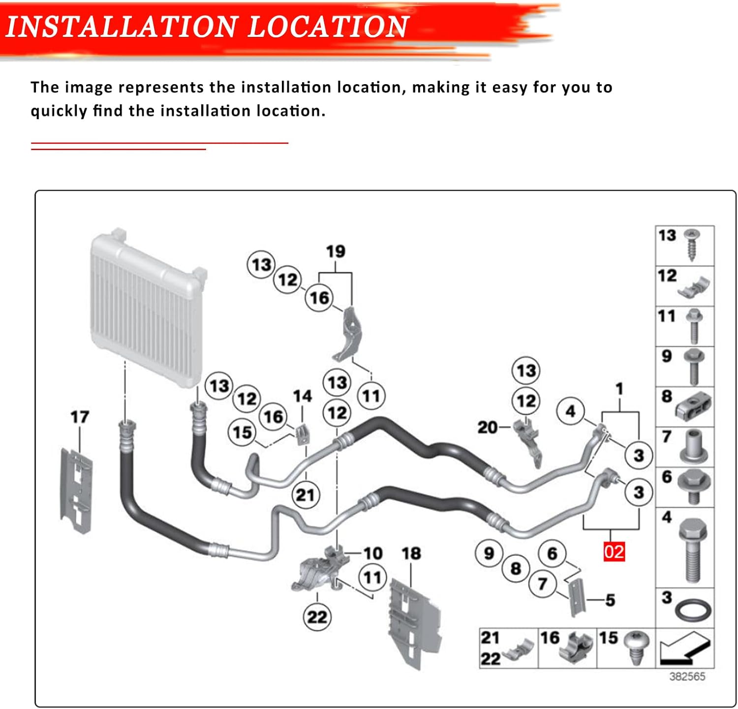 17227636880 Engine Oil Cooler Hose Outlet Pipe Line for BMW 535i 640i 740i 740Li F01 F02 F06 F07 F10 F12 F13 2009-2018, Replaces 17227589529 17224579828 17227623256