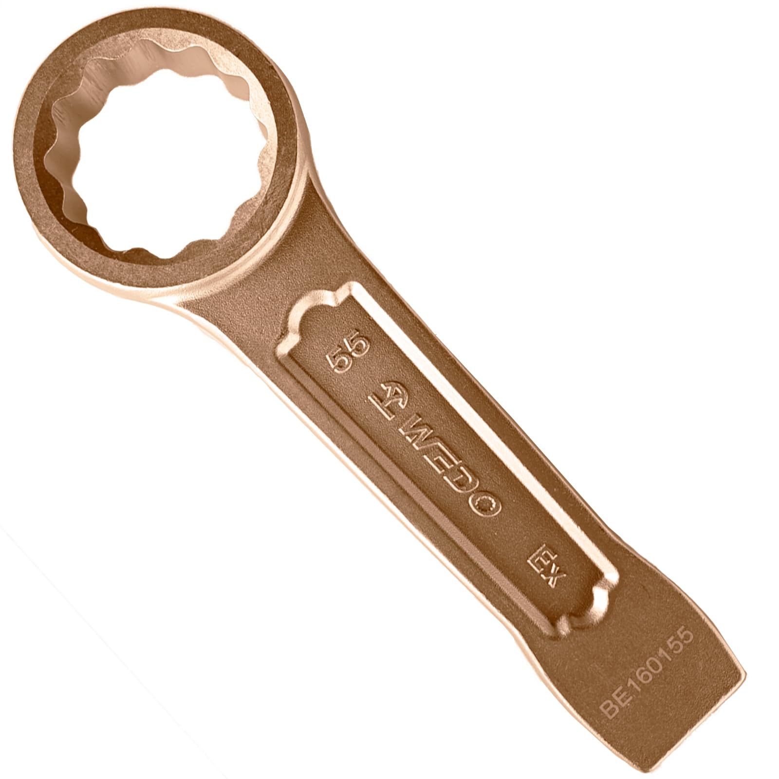 WEDO Nieiskrzący płaski klucz udarowy, 1" (24 mm), klucz płaski, klucz płaski, prosty uchwyt, beziskrowy klucz bezpieczeństwa, miedź berylowa, niemagnetyczny, do warsztatów mechanicznych