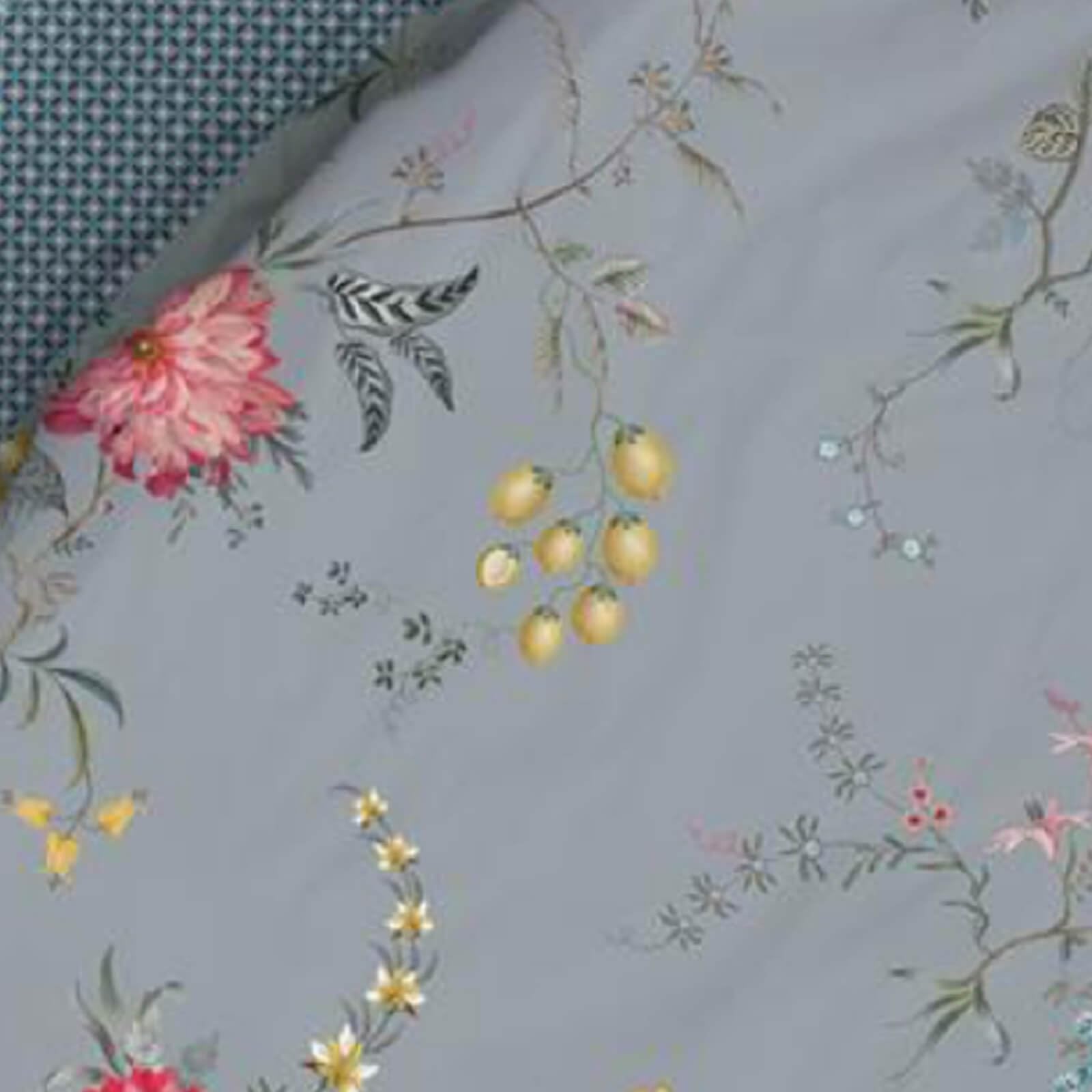 Pip Studio Bettwäsche Fleur Grandeur aus 100% Baumwolle Perkal mit Blumenmuster und Wendeoptik, Blau, 135 x 200 cm
