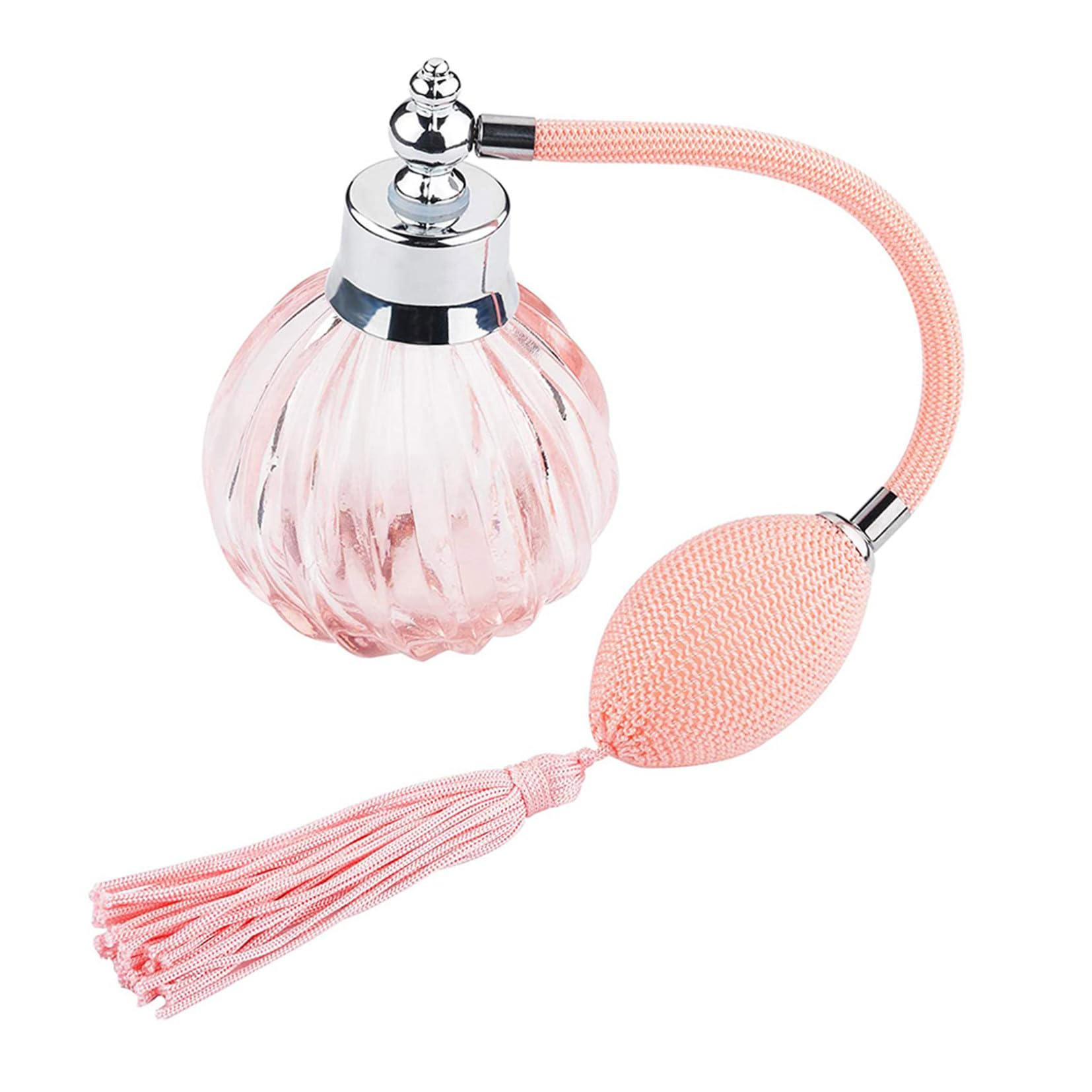 FRCOLOR Flacone Spray per Profumo Ricaricabile 90ml, Nebulizzatore in Vetro Rosa per Oli Essenziali, Pratico da Usare e Pulire