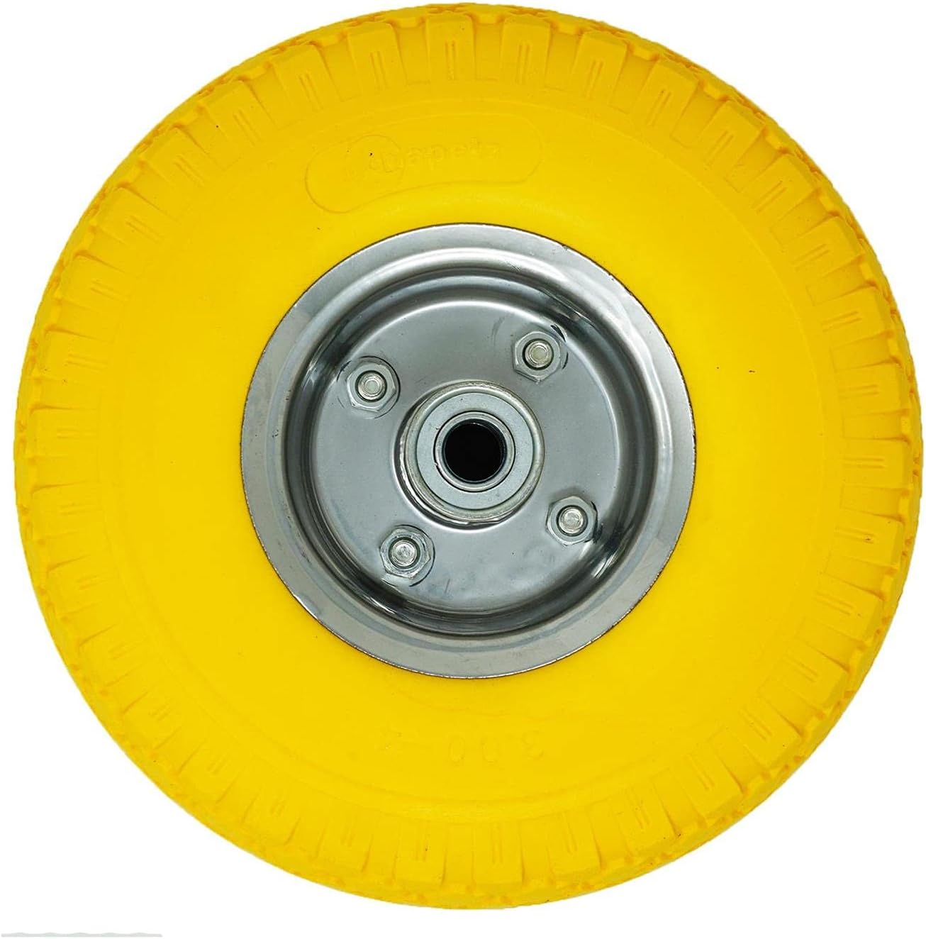 Dapetz 2 x 10 Yellow Sack Truck Hand Trolley Cart Wheelbarrow Wheel Puncture Proof Replaceable Solid Rubber Wheel Tyre Tires for Garden Cart Puncture Proof