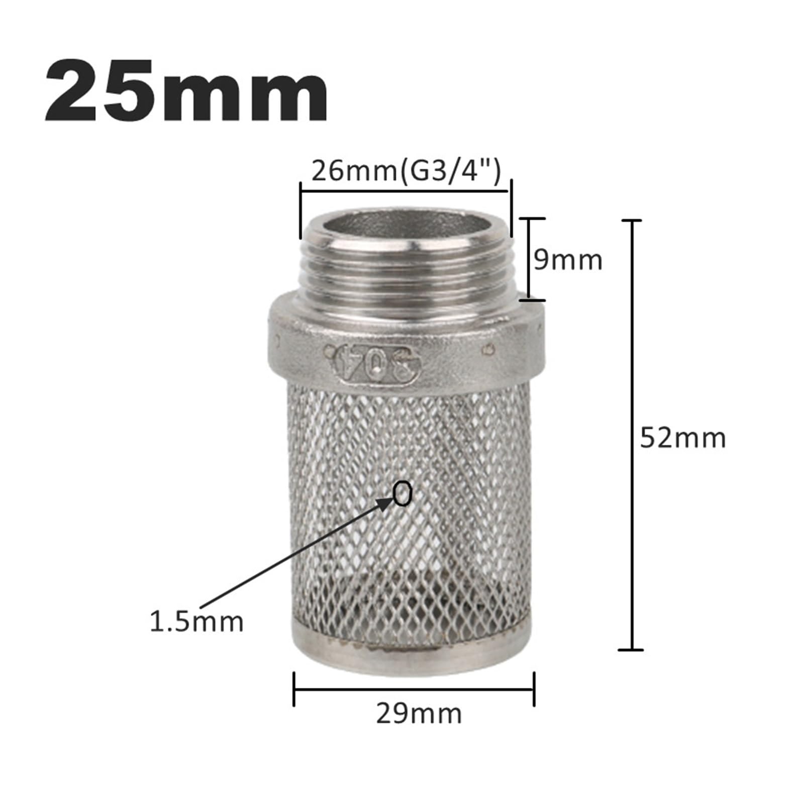 Filtro para manguera de jardín, Filtro for manguera de bomba de riego de jardín, malla de acero inoxidable 304, 20-32 mm(25mm)