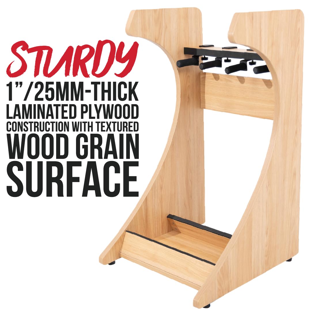GATOR FRAMEWORKS - Supporto per chitarra elettrica Serie Elite con rack combinato per custodie da 3 a 4 spazi, finitura opaca in acero naturale (GFW-ELITEGTR3RK-MPL).