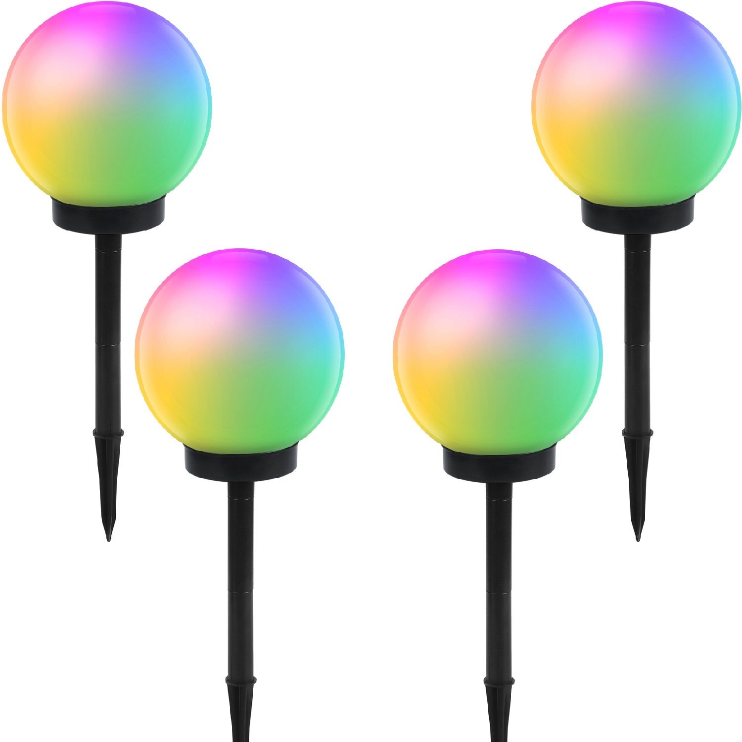 Green Blue Torce da giardino lampada solare sfera (Colore, 4 pezzi - 15cm)