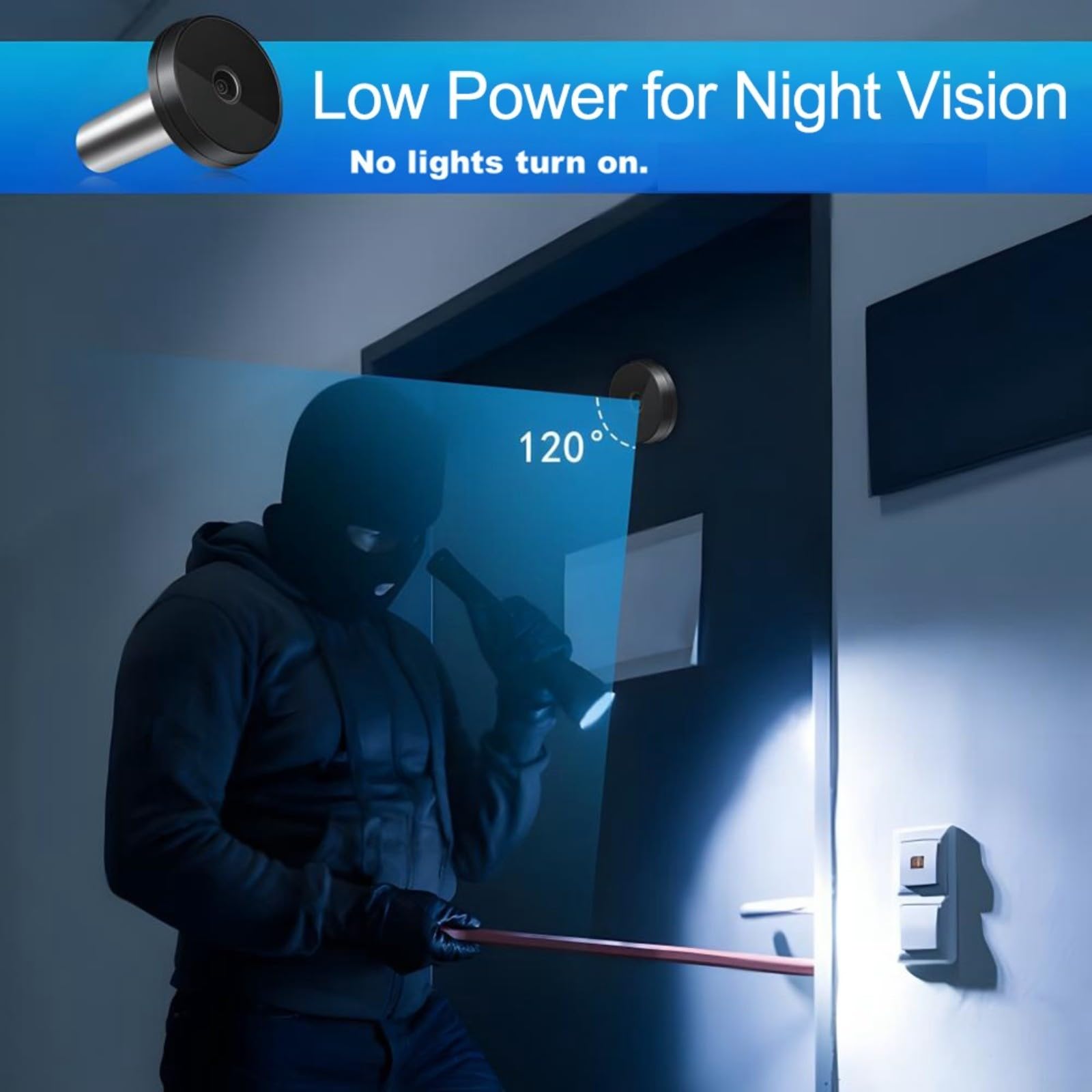 Intelligente Türspion-Kamera, mit 1080P-Video, 3,97-Zoll-Farb-LCD-Bildschirm, 135°-Weitwinkel, für Nachtsicht, passend für 15–30 mm Türloch, 35–110 mm Dicke, intelligente digitale