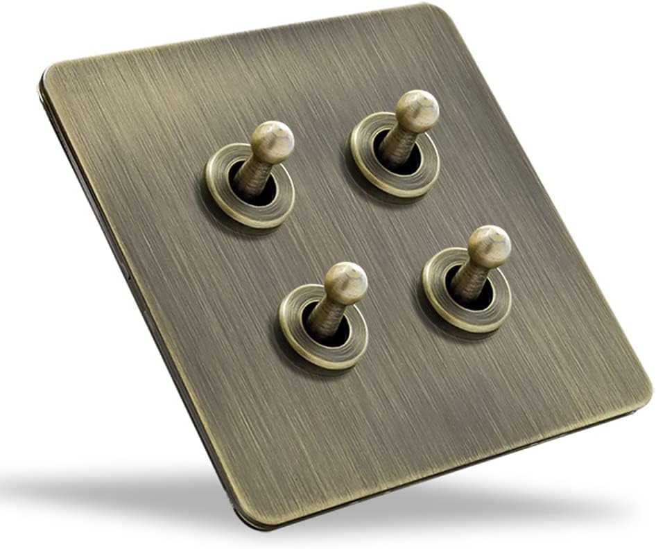 VDCVADKYE 1-4 Gang 2 Way 86 Type Bronze Antique Toggle Light Switch, Solid Brass, Double Control, Screw Terminals