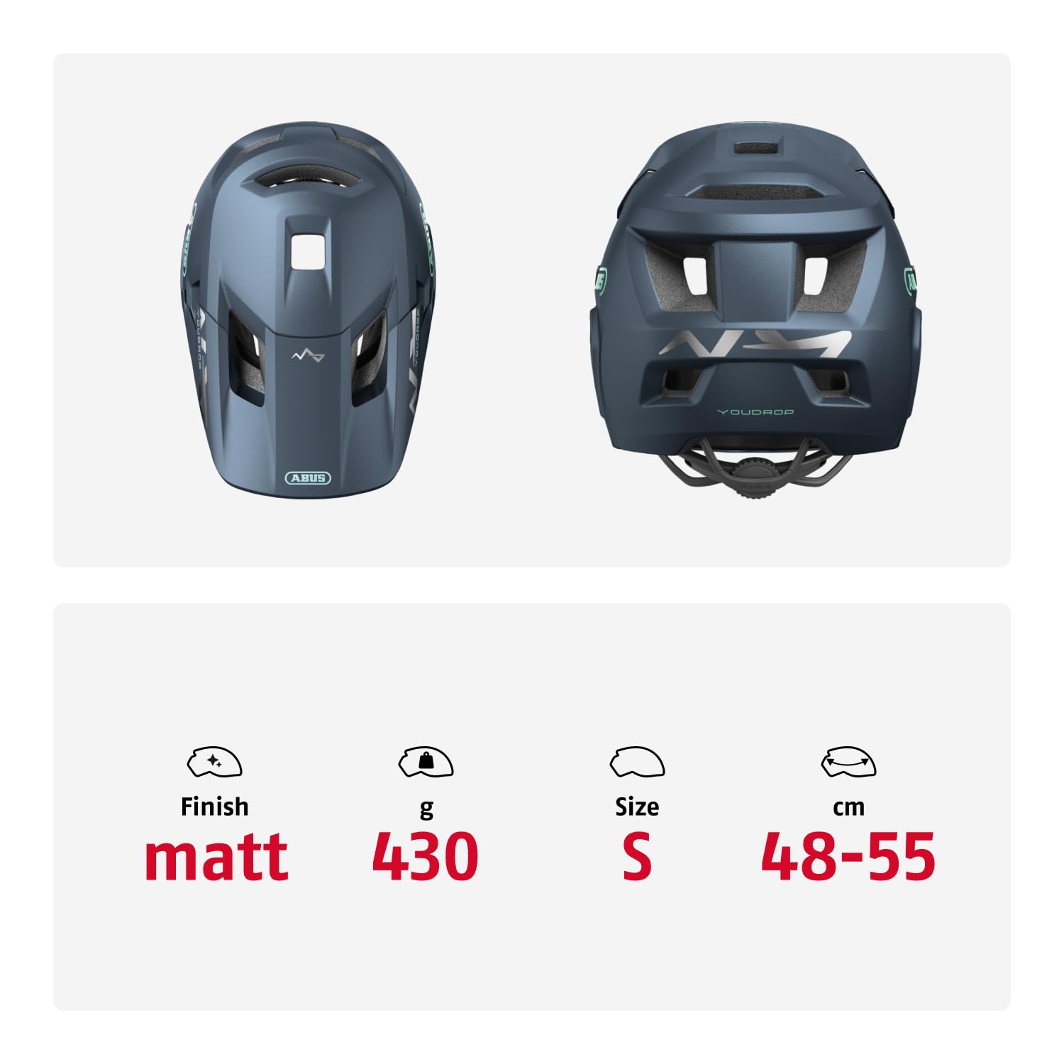ABUS MTB-Helm YouDrop FF - Fullface-Helm für Kinder und Jugendliche - für den Einstieg in den Mountainbikesport - mit abnehmbarem Kinnschutz