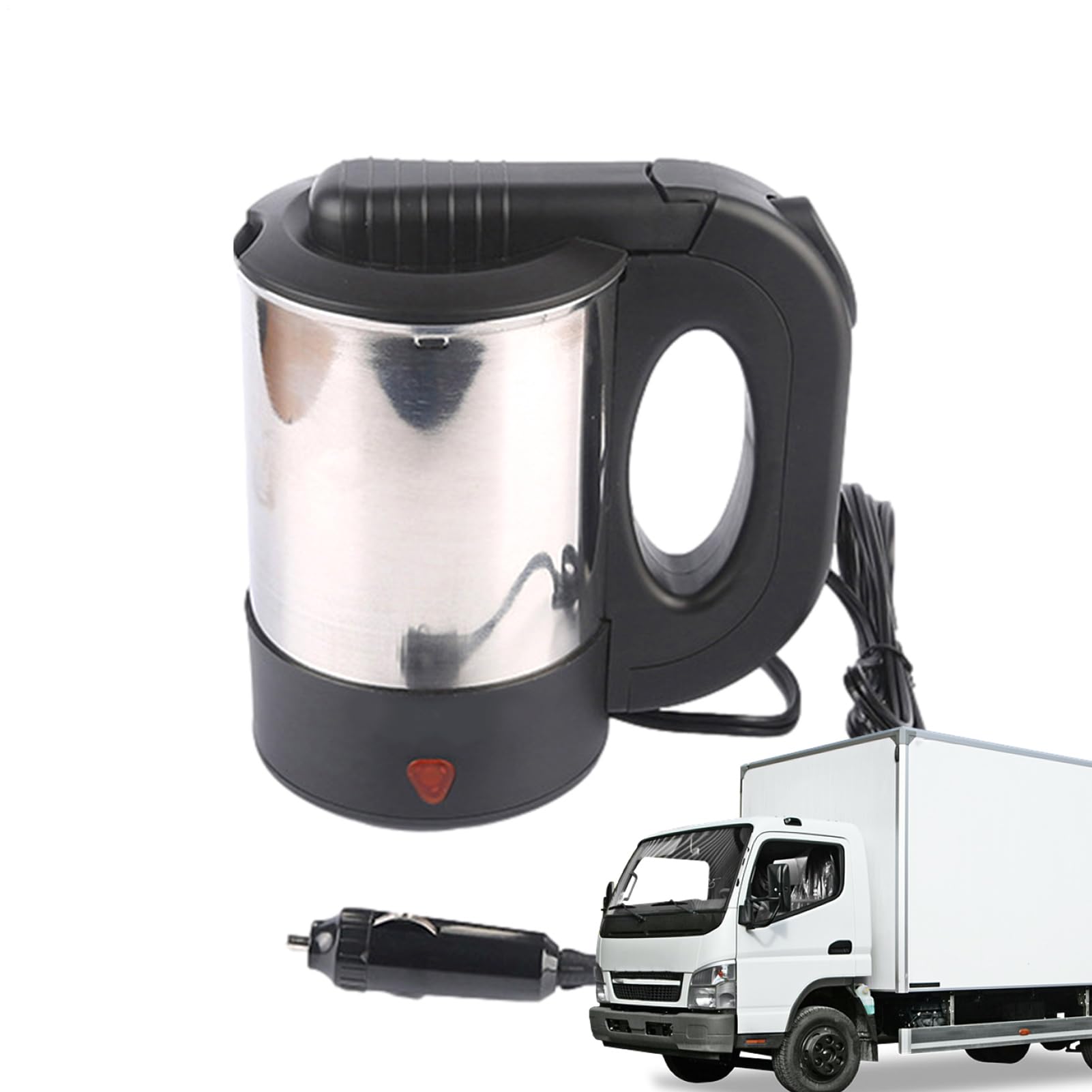Bollitore elettrico da viaggio Scalda caffè – Riscaldatore elettrico in acciaio inossidabile, design a doppia tensione 12 V 24 V, portatile con riscaldamento automatico, funzione di spegnimento