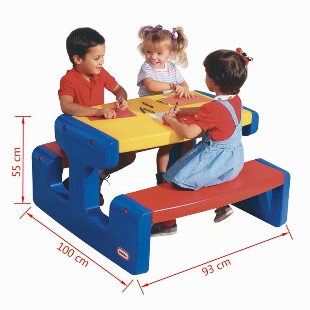 Little Tikes Mesa Grande de Picnic - Capacidad para 6 - Para Tareas, Proyectos y Juegos - Colores Primarios