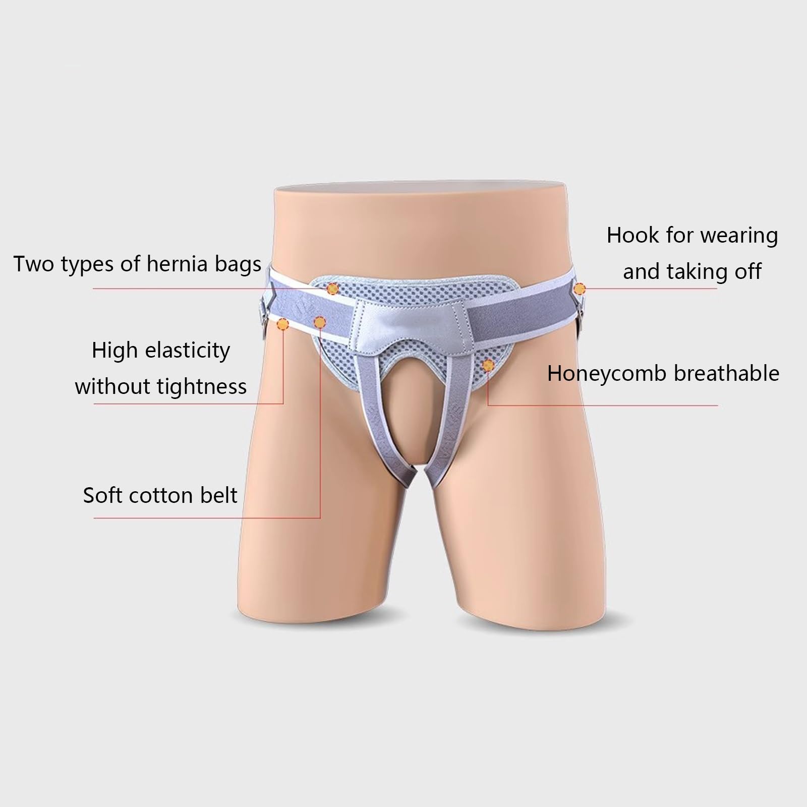 Pavis Slip Ernia Inguinale, Cinto Erniario, Fascia per Ernia Inguinale Uomo, Design del Pacco di Compressione Triangolare con Cuscinetti di Compressione Rimovibili per Uomini E Donne