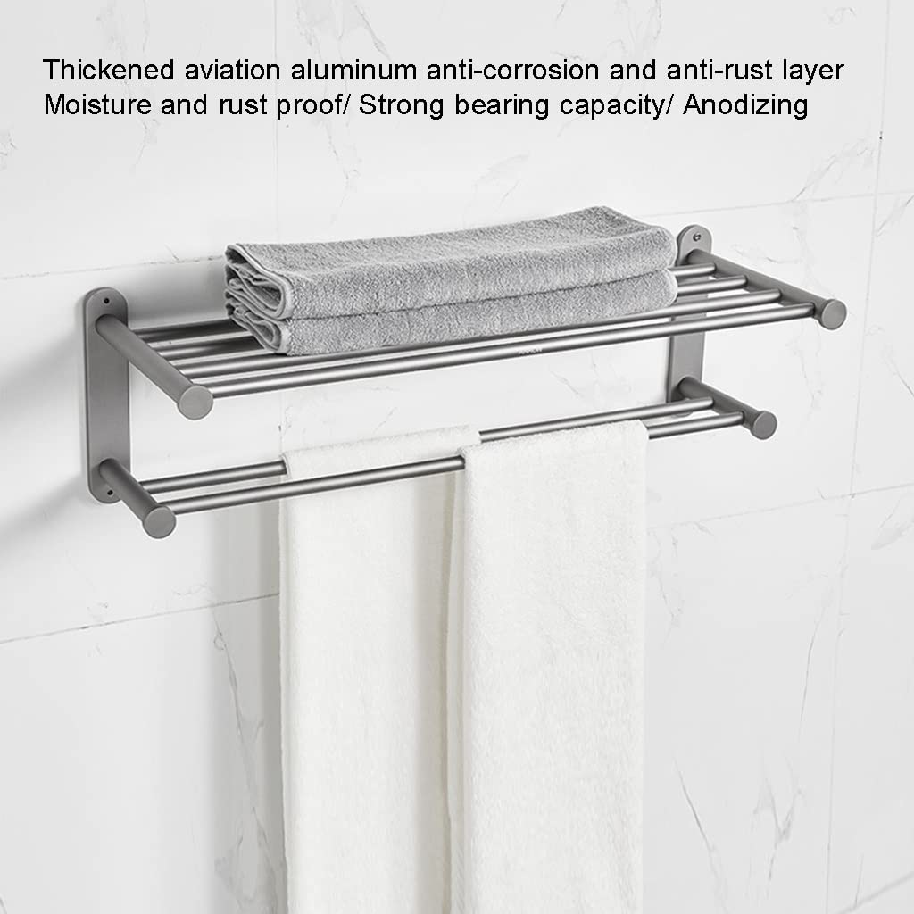 Wykwintne półki łazienkowe Szary wieszak na ręczniki, uchwyt na ręcznik kąpielowy, aluminiowy stojak w łazience, zawieszka na sprzęt