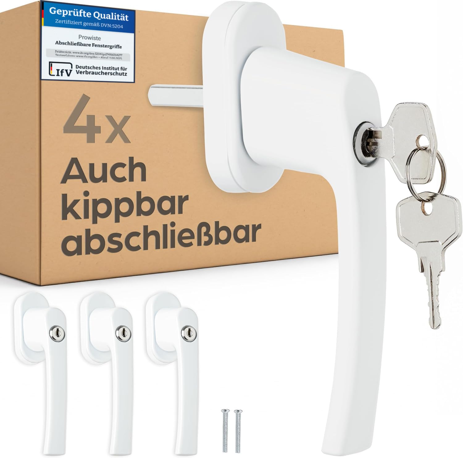 Prowiste 4 Abschließbare Fenstergriffe Weiß - 𝗞𝗶𝗻𝗱𝗲𝗿𝘀𝗶𝗰𝗵𝗲𝗿 - Einfache Montage - Mit 8 universalen Schlüsseln - Zuverlässiger Schutz