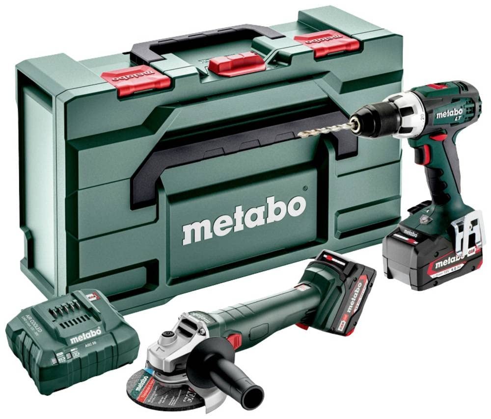 Metabo Combo Set 2.4.1 18 V Akku-Maschinen im Set 18V (Maschinen-Set in metaBOX, Bohrschrauber, Akku-Winkelschleifer, Zubehör, 2 Akkus (18 V/4,0 Ah), Ladegerät) # 685206510