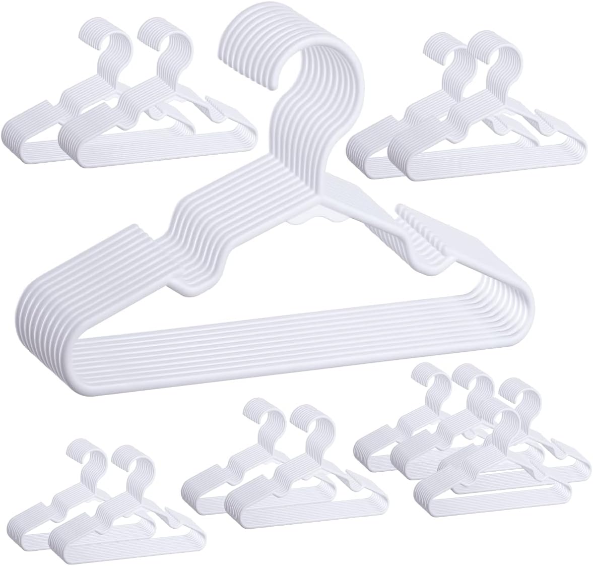 Baby Clothes Hangers 120 Pack, MJRASG White Plastic Kids Hangers 11.5" Space Saving Nonslip Toddler Hanger for Infant, Nursery, Newborn, Children, Slim Heavy Duty Hanger Bulk