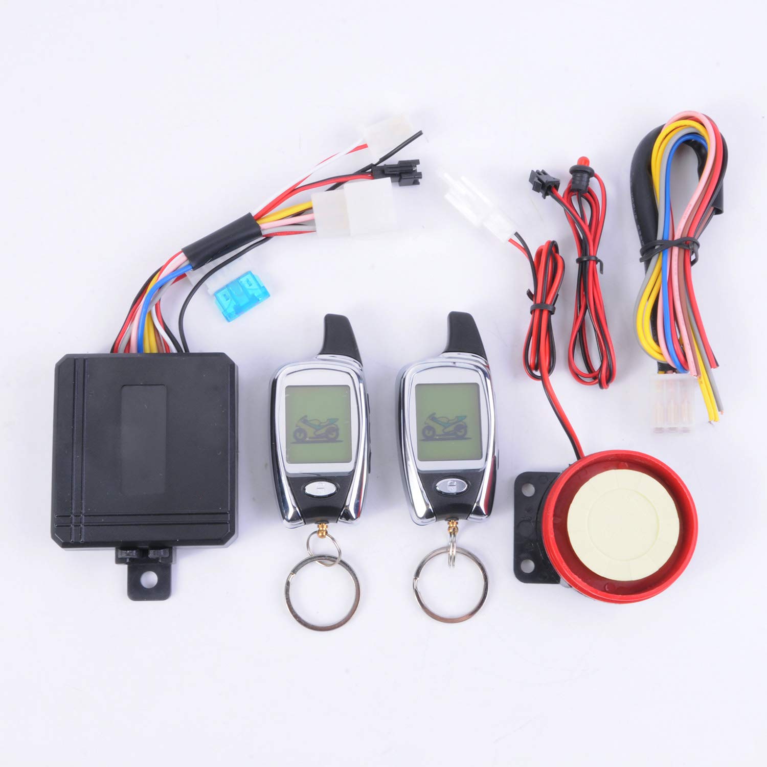 WoodHW 100% New 2 Way Motorcycle Anti-Theft Burglar Alarm LCD Remote Control Start Flameout