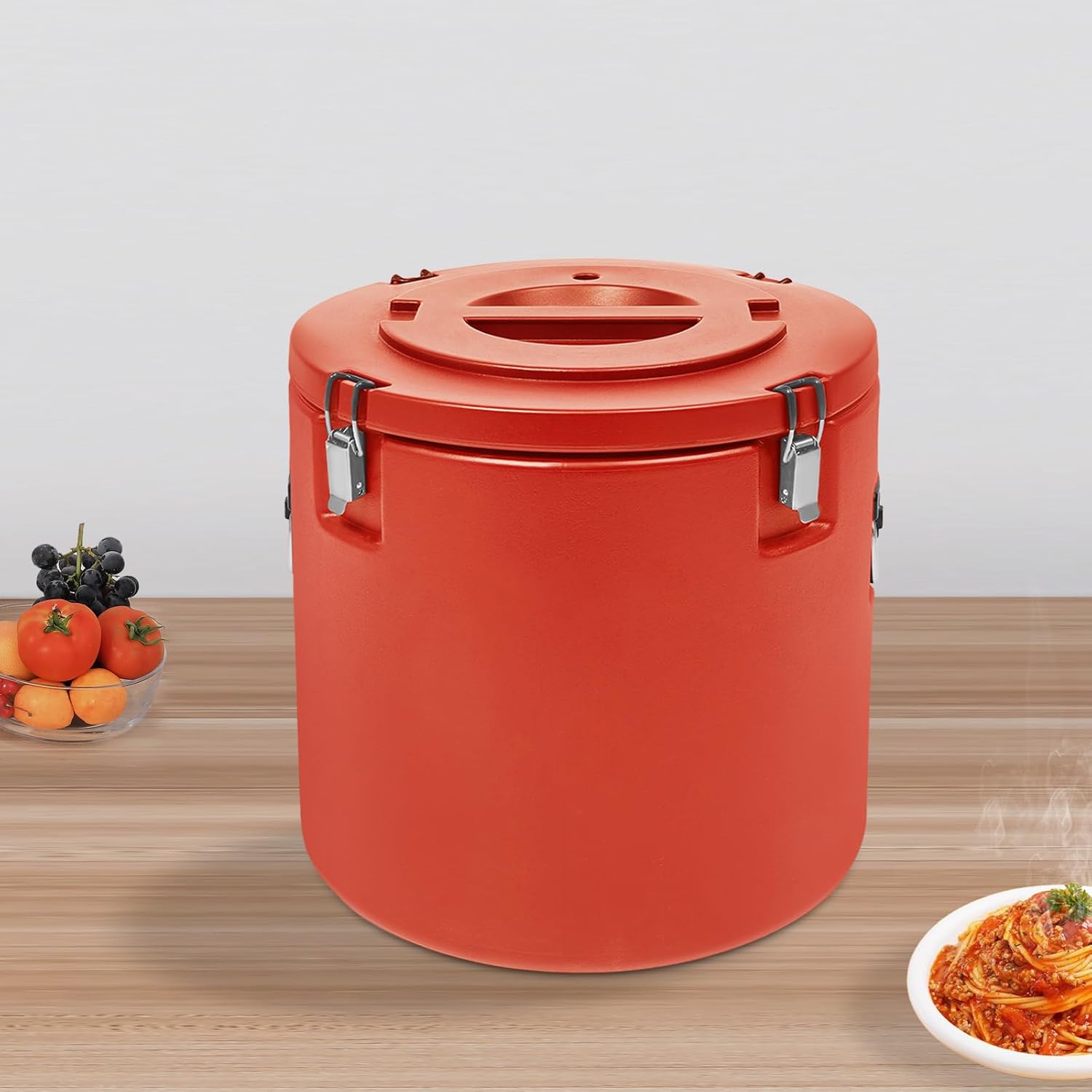 ​​Insulated Bucket 13.21Gal Commercial Hot & Cold Food Carrier, Stainless Steel with Dust Cover, Portable Soup Pan Warmer for Catering, Picnics, Events (13.21 Gal Capacity)​