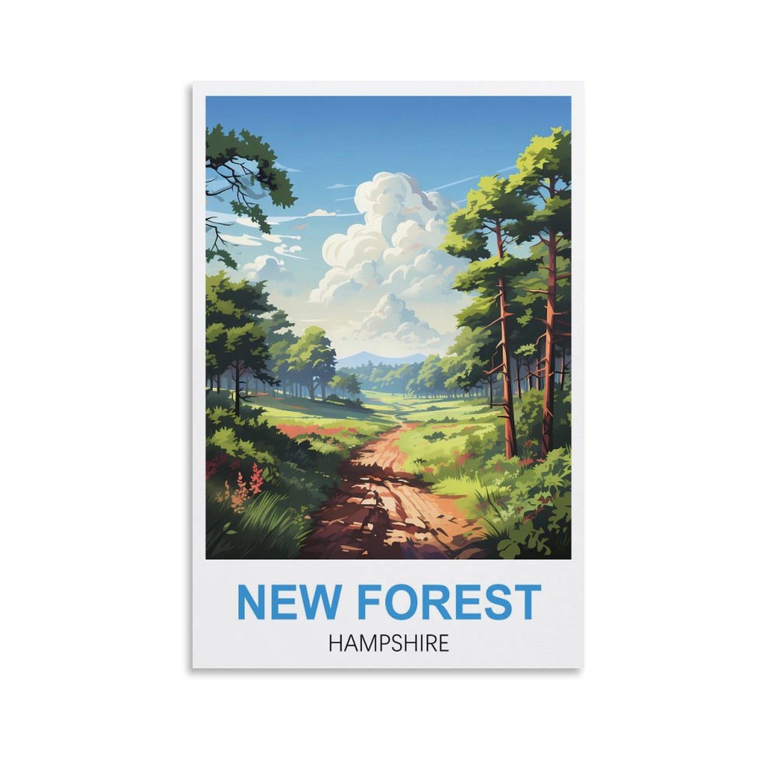 LNHZGNJNH New Forest Hampshire Vintage Travel Posters 24x36inch(60x90cm) Canvas Wall Art Wall Print Painting Decor Living Room Bedroom Decor