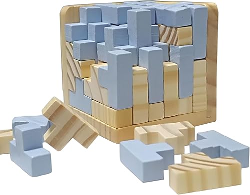 Vista 13 de Rompecabezas de madera en 3D, rompecabezas de madera, rompecabezas en forma de T, rompecabezas de lógica, juego educativo para niños y adultos (café)