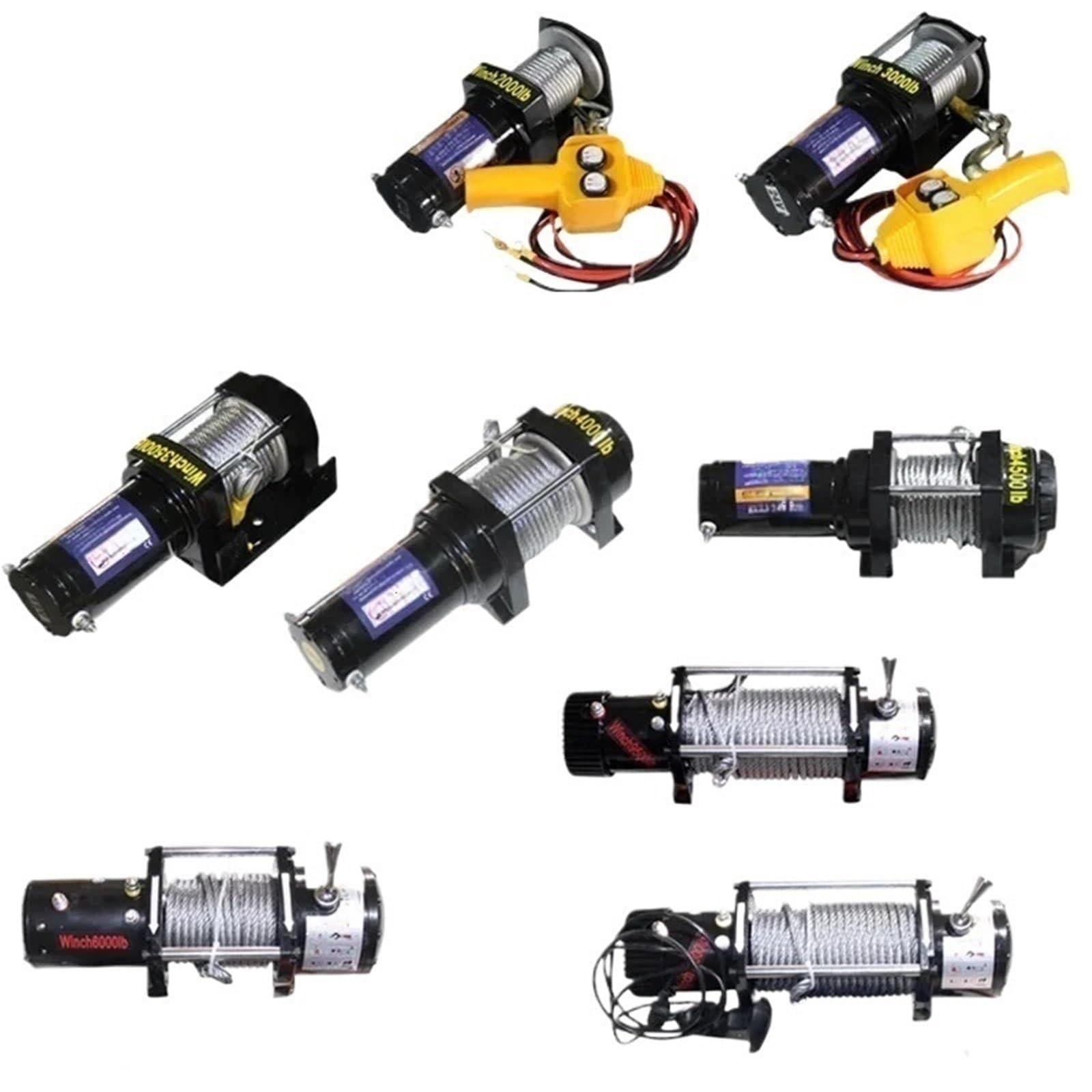 Gru verricello motorizzata Argano Elettrico Montato 12V 24V 907kg 0.7KW 4m/min For Auto Verricello For Fuoristrada(2000Pounds24V)