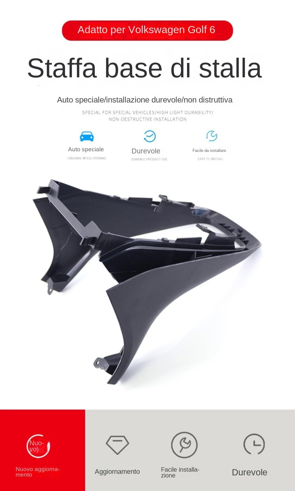1 confezione di copertura per pannello del cambio della console centrale per Golf 6 MK6 2008-2013 5K0863680, accessori per interni auto,Supporto base a 6 velocità Supporto cambio auto Accessori telaio