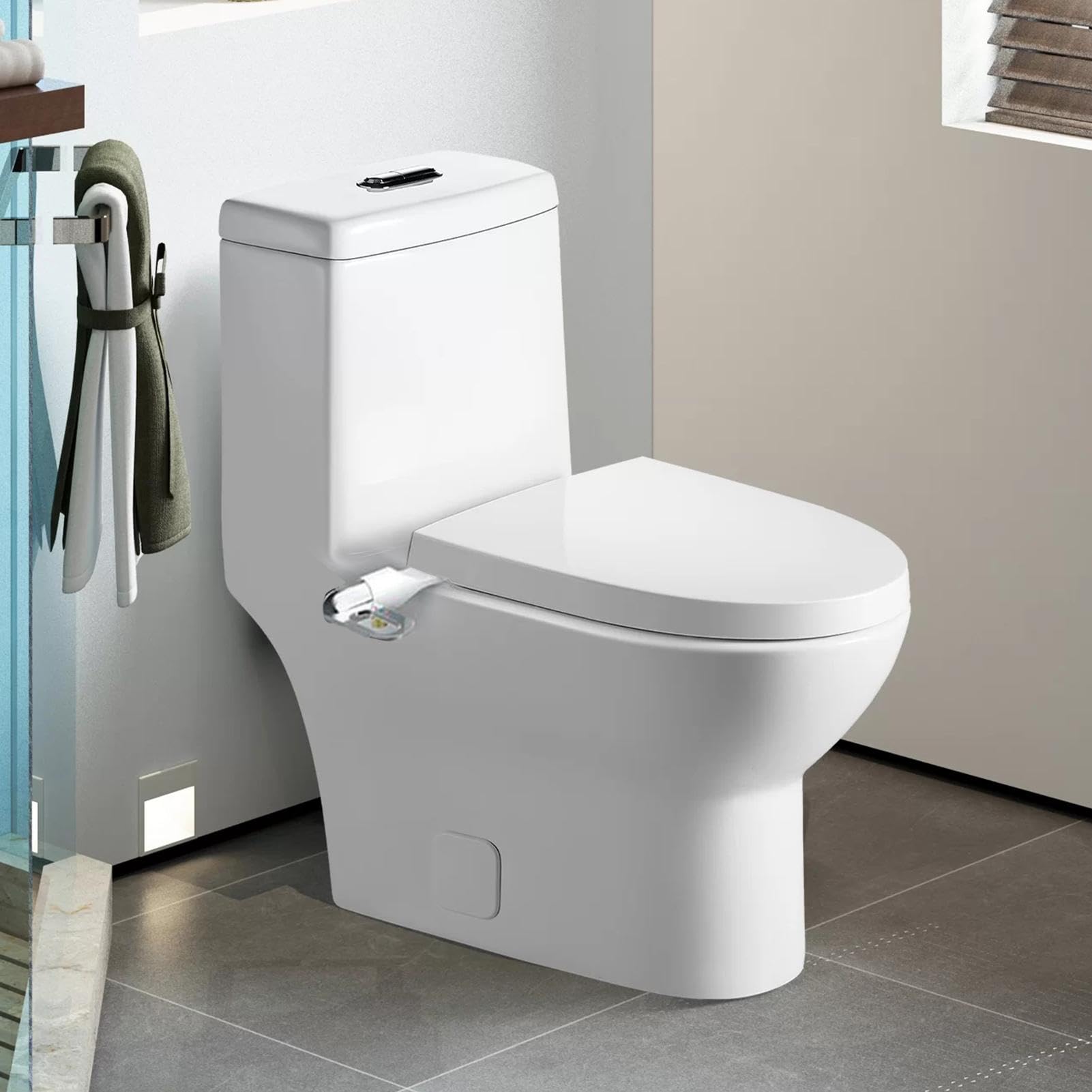 Descargador de asiento de inodoro inteligente,Bidé con descarga de inodoro inteligente,Rociador de lavado ajustable Bidé de doble boquilla no eléctrico - Accesorios de baño para baño Hotel College Dor