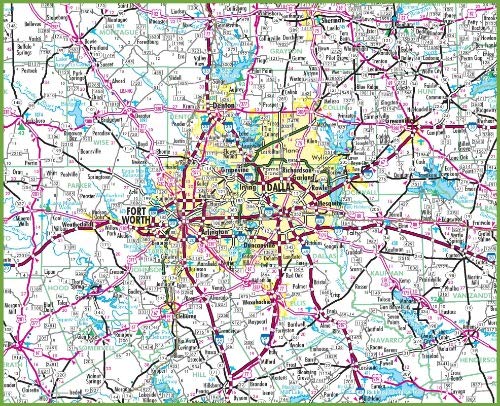 ConversationPrints DALLAS TEXAS MAP GLOSSY POSTER PICTURE PHOTO BANNER PRINT road city usa tx