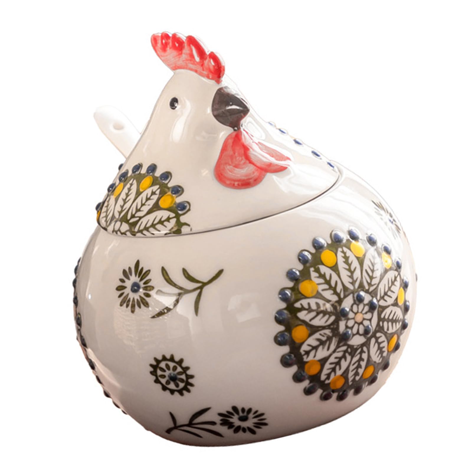 Limtula Seasoning Container Ceramic Construction with Measuring Spoon and Lid Handcrafted Condiment Holder Kitchen Gadget Kitchen Condiment Container with Spoon