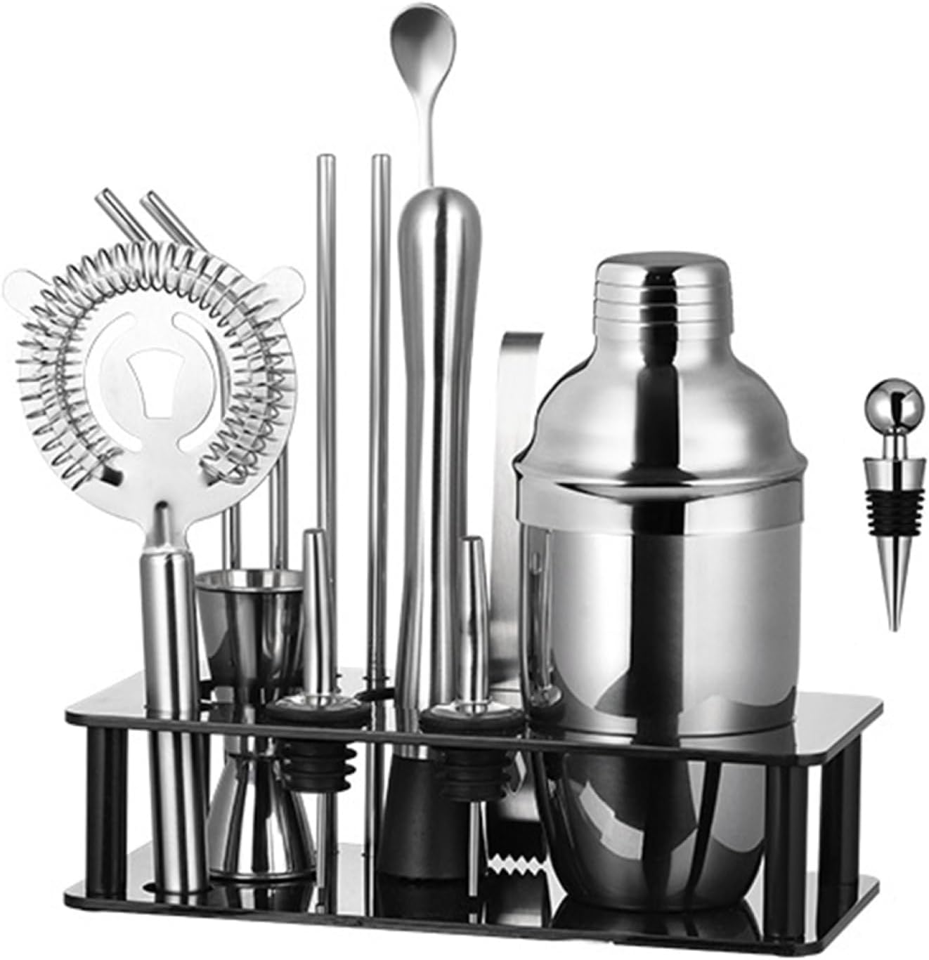 カクテルシェーカーセット ステンレス製 14点セット 550ml 練習 バーテンダー ワイン 酒 バー用 ホーム キット カクテル