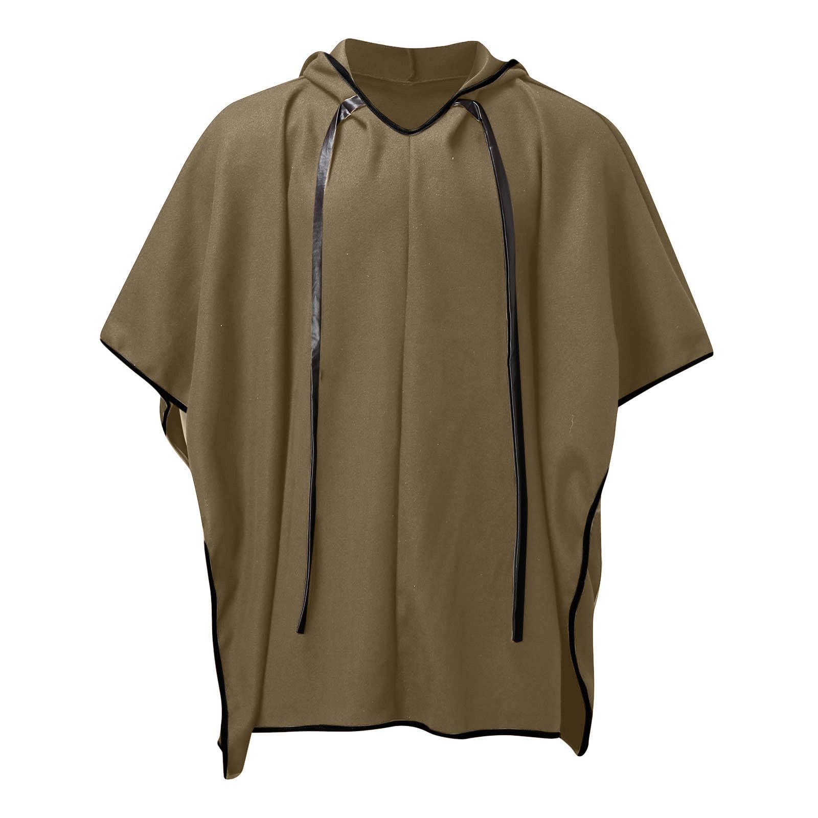 Poncho con capucha para hombre Cape Pancho Invierno Vaquero Hippie Chaqueta Otoño Invierno Poncho con Capucha Casual Abrigo de Invierno con Bolsillos Hombres Poncho de Lana Mexicana Casual