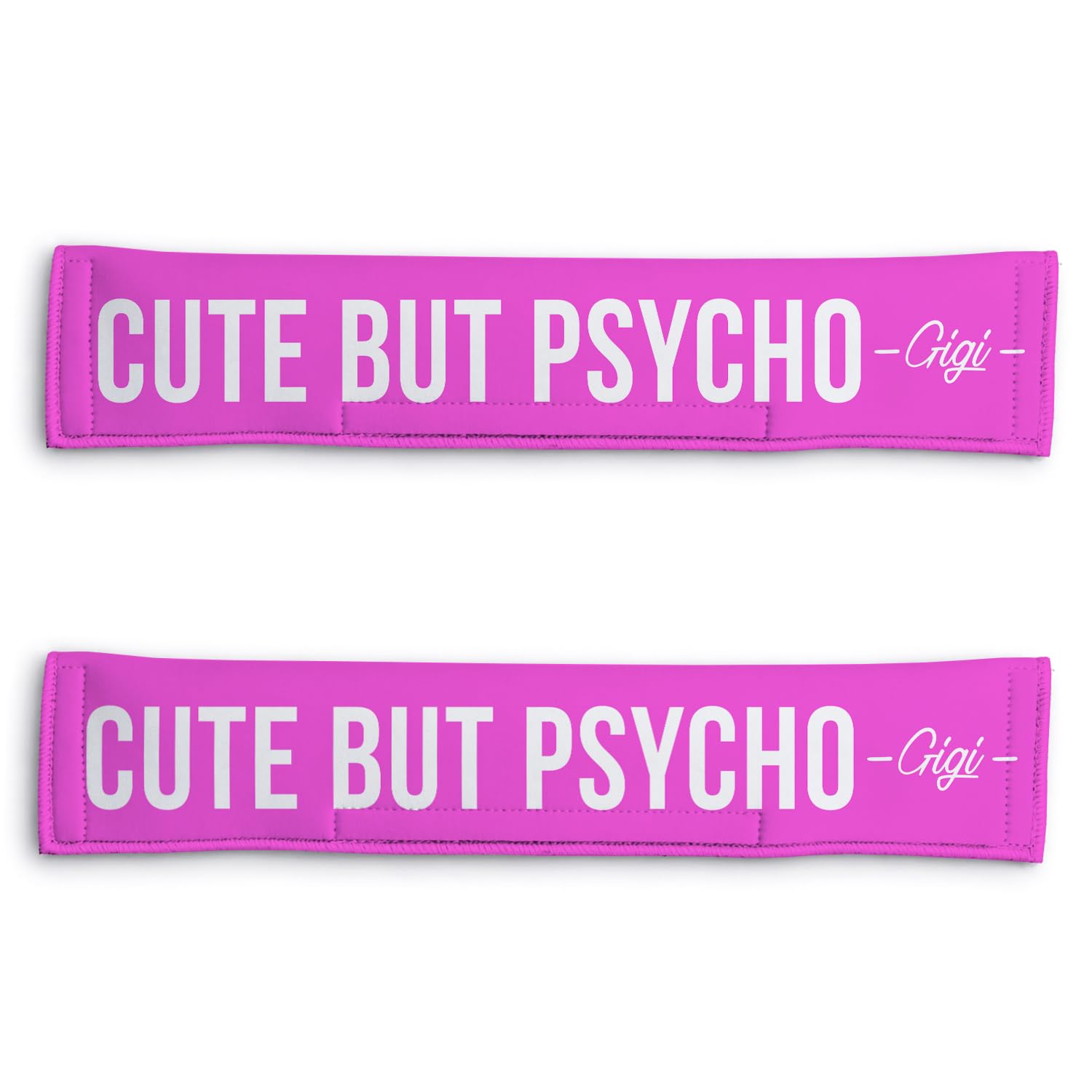 Personalised Dog Lead Sleeve | Custom 'Cute But Psycho' Dog Lead Cover | Reactive Nervous Dog Warning | Funny Dog Lead Sign | Lead Wrap UK Gift (Pink)