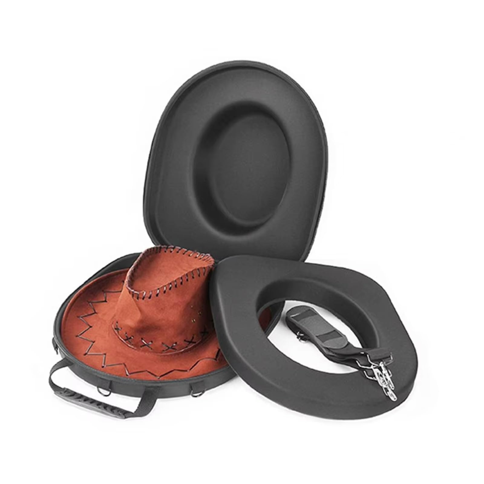 Scatola per cappelli da cowboy Borsa portaoggetti for cappello da cowboy | Scatola da viaggio 38,5 * 32,5 cm, con chiusura a cerniera con maniglia, portapacchi impermeabile, supporto rigido