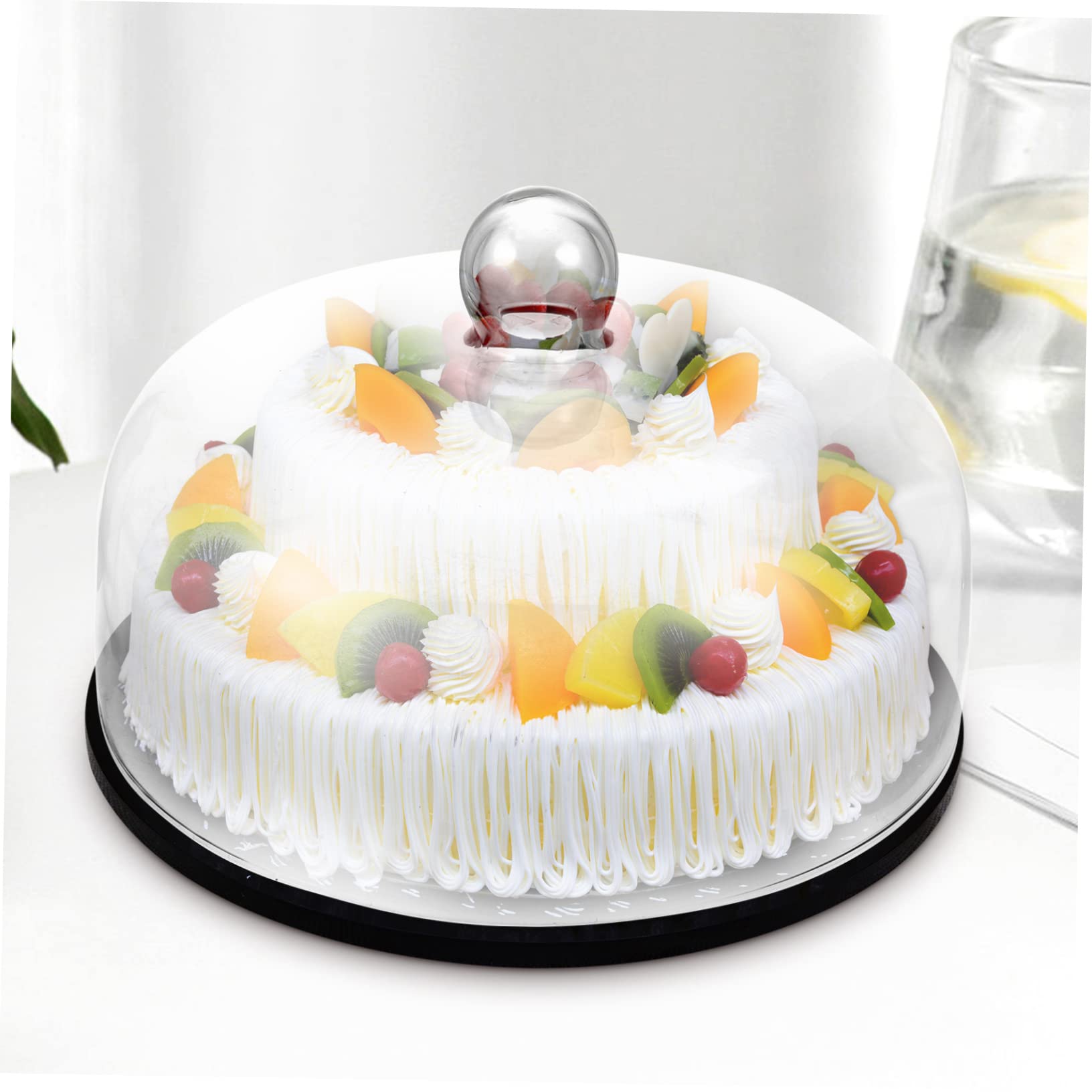 Cúpula de Vidrio para Pastel y Postres Transparente Asa Alimentaria | Protege Dulces del Polvo, Fácil de Mover, Adecuado para Mesa y Vitrina, Conserva el Producto Limpio