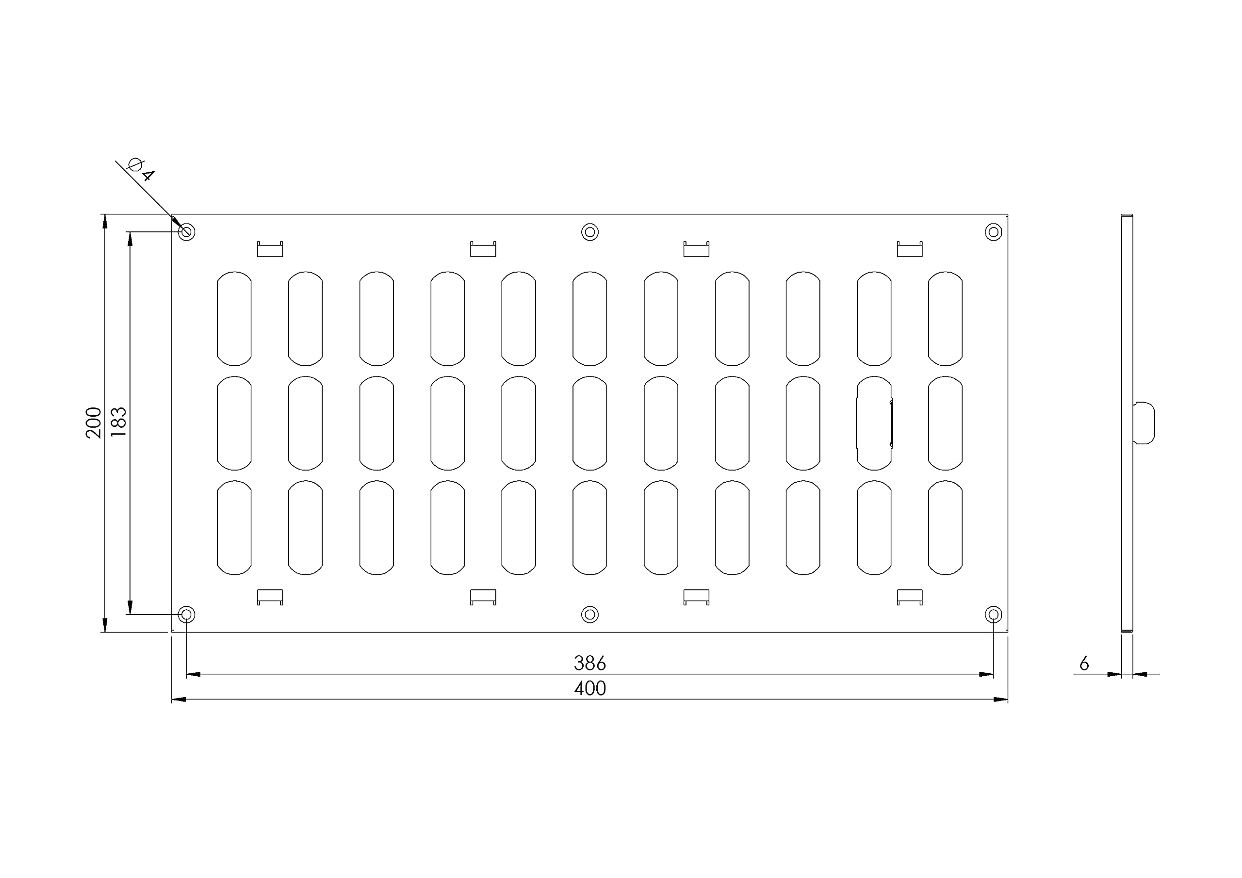 400x200mm Schiebegitter aus Stahlblech - Schwarz Lüftungsgitter Abluftgitter, aus EUROPLAST
