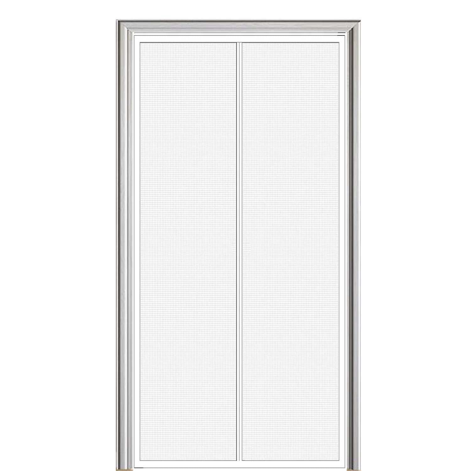 Weiwu White Custom Sizes Magnetic Fly Screens For Doors, Heavy Duty Fiberglass Mesh Curtain With Full Frame Hook&Loop, Shut Automatically Powerful Magnets Insect Door Screen
