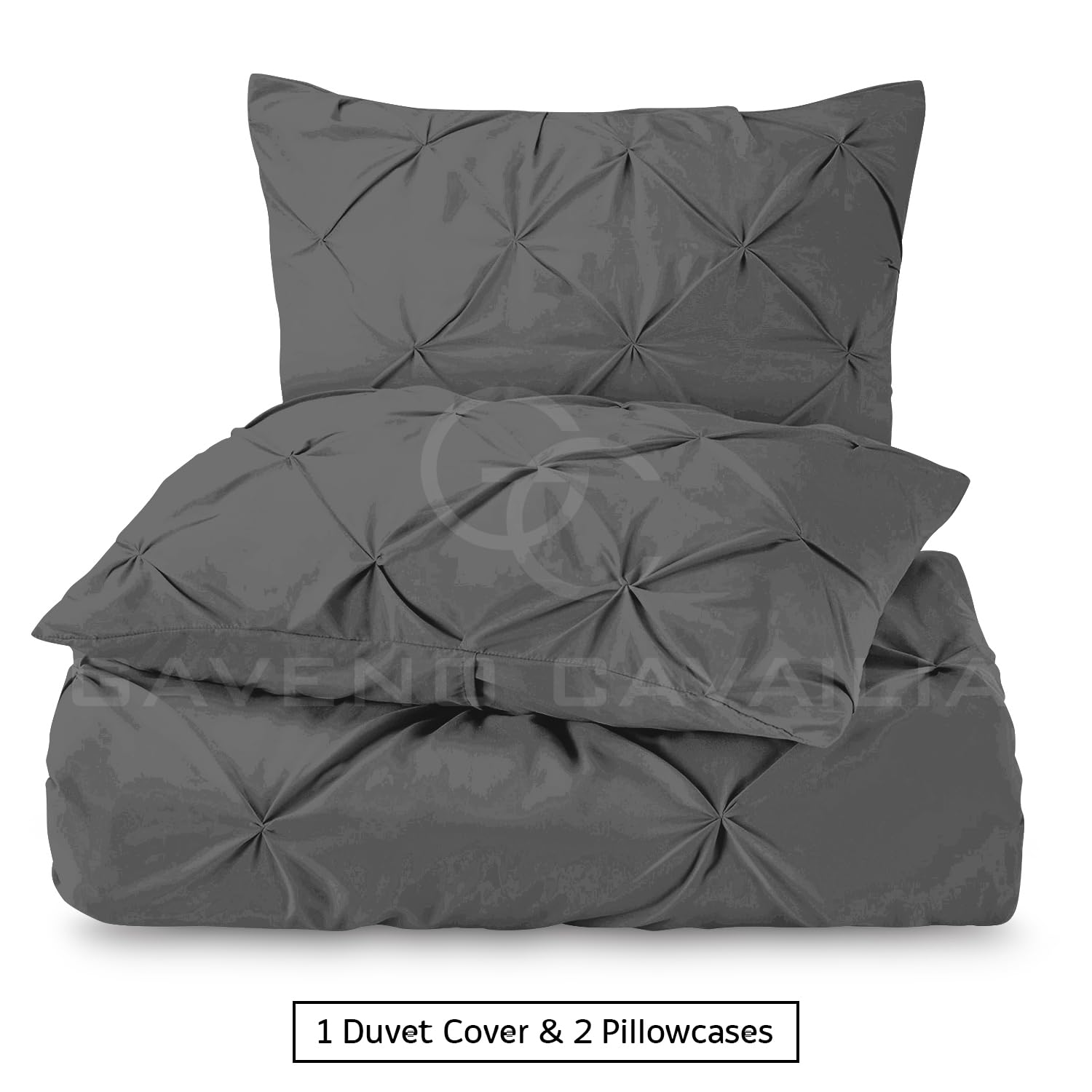GC GAVENO CAVAILIA Pintuck Diamond Bedding Set, King Size Duvet Cover with Pillowcases, Super Soft Lightweight Bed Linen - Image 2