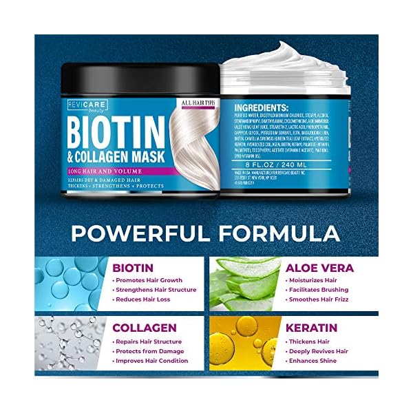 Biotin-and-Collagen-Mask-Made-in-USA-Natural-Hair-Mask-with-Collagen-Biotin-for-Dry-Damaged-Hair-and-Growth-Biotin-Collagen-Deep-Conditioning-Hair-Mask-Dry-Hair-Treatment-Mask-8-oz Biotin and Collagen Mask - Made in USA - Natural Hair Mask with Collagen & Biotin for Dry Damaged Hair and Growth - Biotin & Collagen Deep Conditioning Hair Mask - Dry Hair Treatment Mask 8 oz
